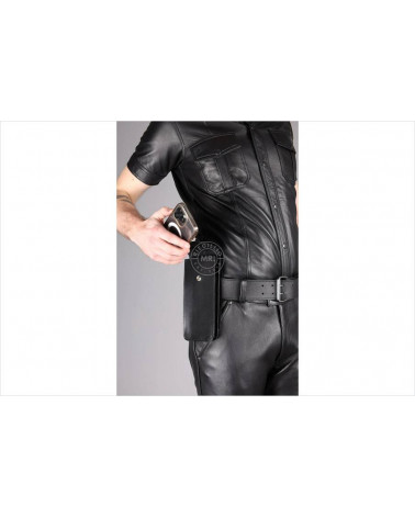 BLACK LEATHER PHONE CASE - LARGE